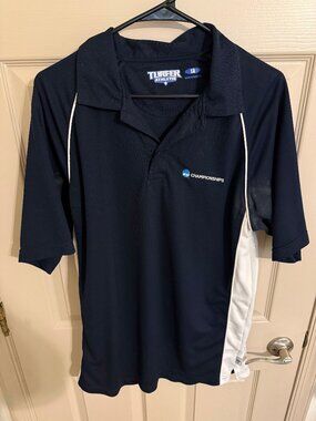 NCAA Championships Official Blue Logo Polo Shirt Sz L Turfer Athletic